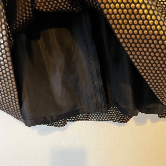 Nine West Skirt A Line Pleaded Black Gold Metallic Lined Dressy Flowey Womens - Picture 6 of 10